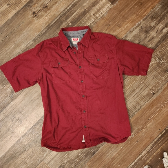 Wrangler dark red button down shirt Size Large - Picture 1 of 5